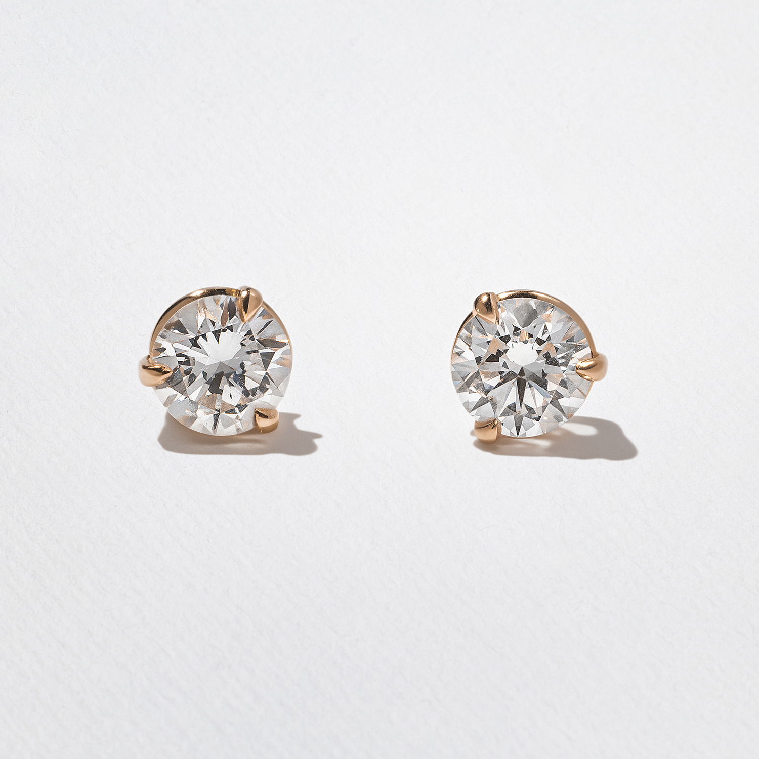 1.00ct Classic Round Diamond Studs in 14k Rose Gold