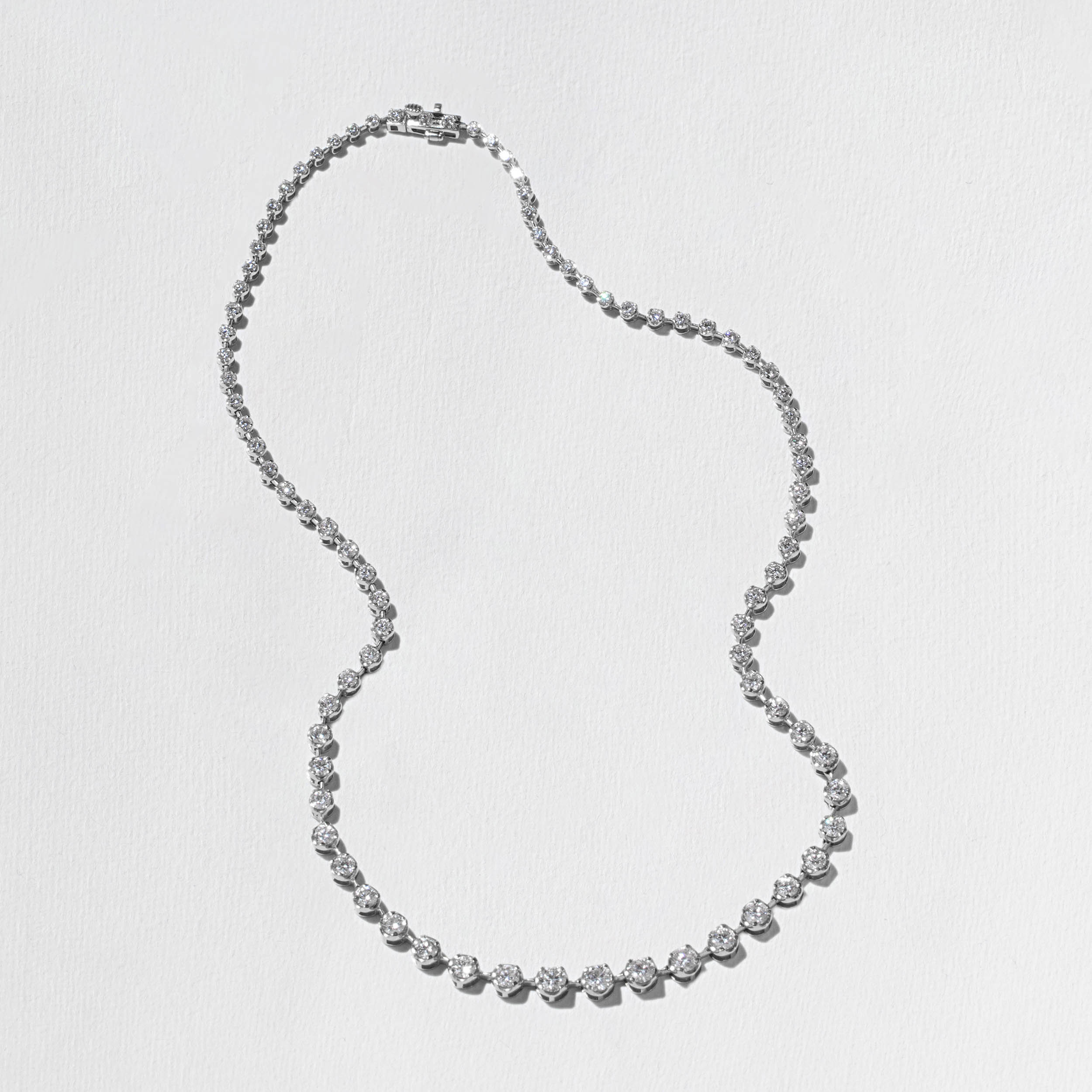 Hampton 6.75ct Graduating Diamond Tennis Necklace in 14k White Gold