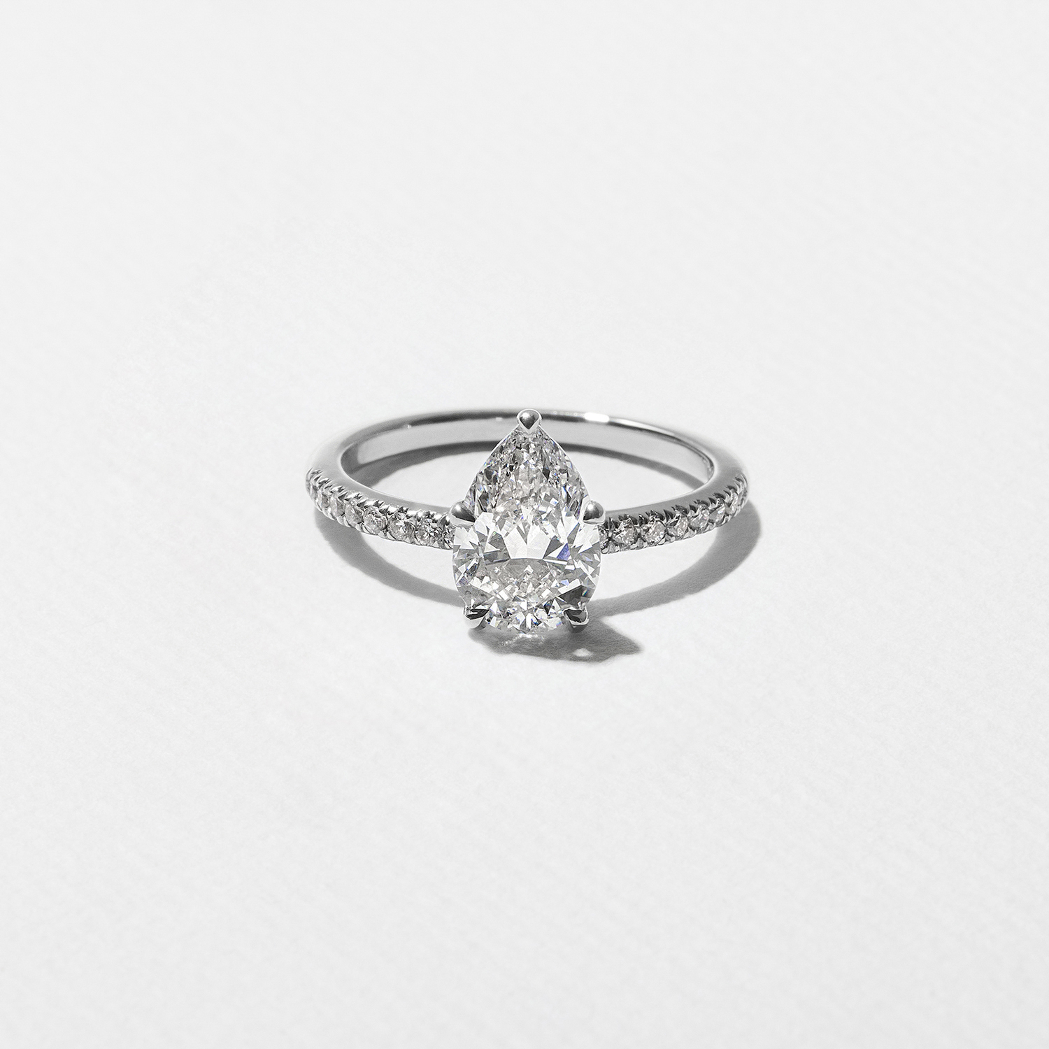 Grace Pear Solitaire with Pavé in 14k White Gold