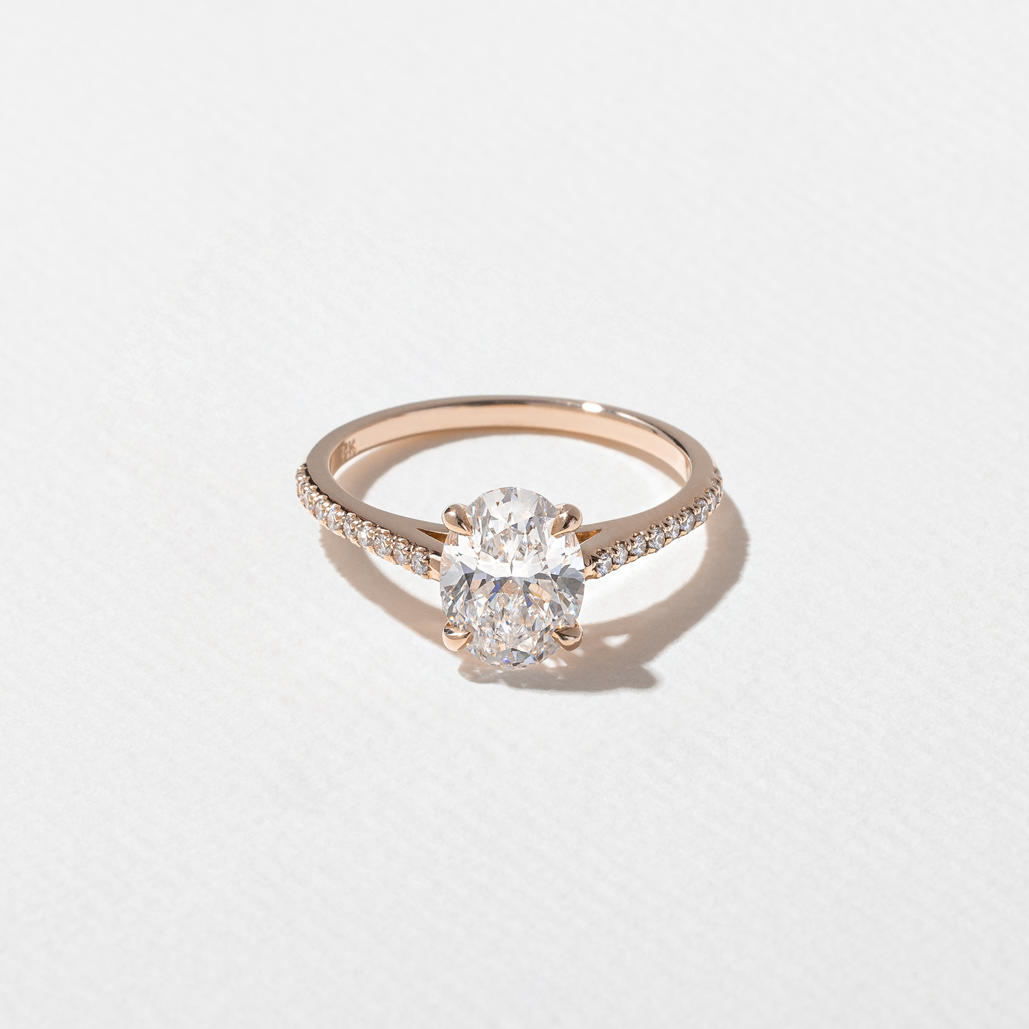 Iris Oval Solitaire with Pavé in 14k Rose Gold