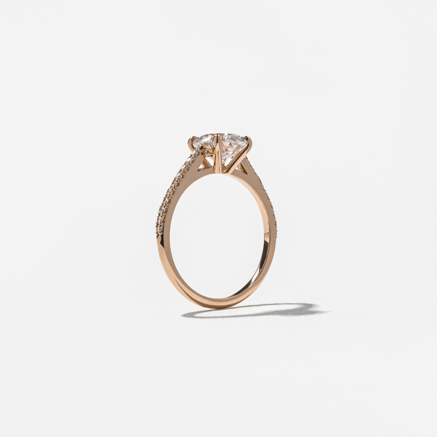 Iris Oval Solitaire with Pavé in 14k Rose Gold – view 5